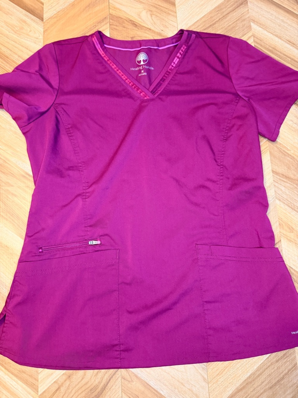 Healing Hands Women's V-Neck Scrub Top - Burgundy